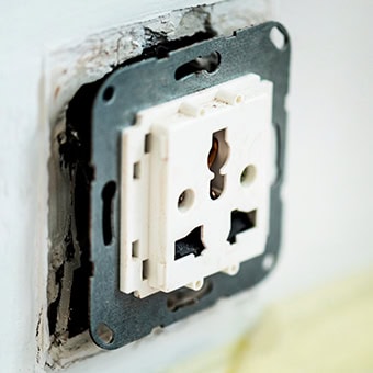 Exposed wall electrical socket installation