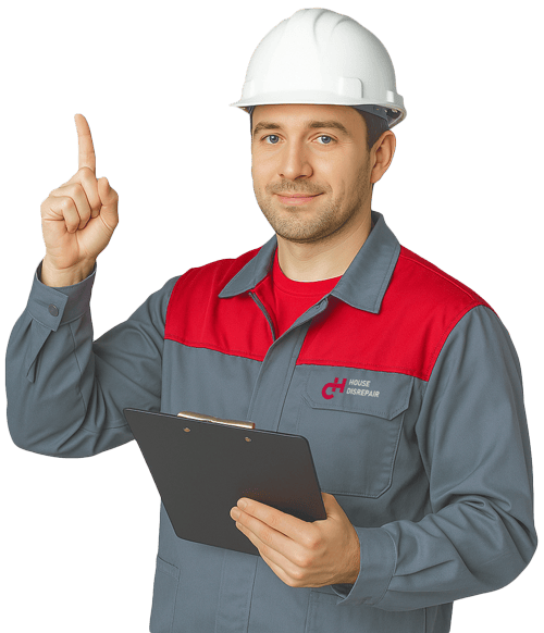 Engineer pointing, holding clipboard, wearing hard hat