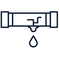 Leaking pipe with dripping water icon.