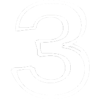 White number three on transparent background