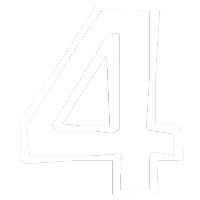 White number four on transparent background